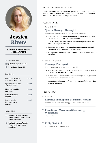 Sports Massage Therapist Resume