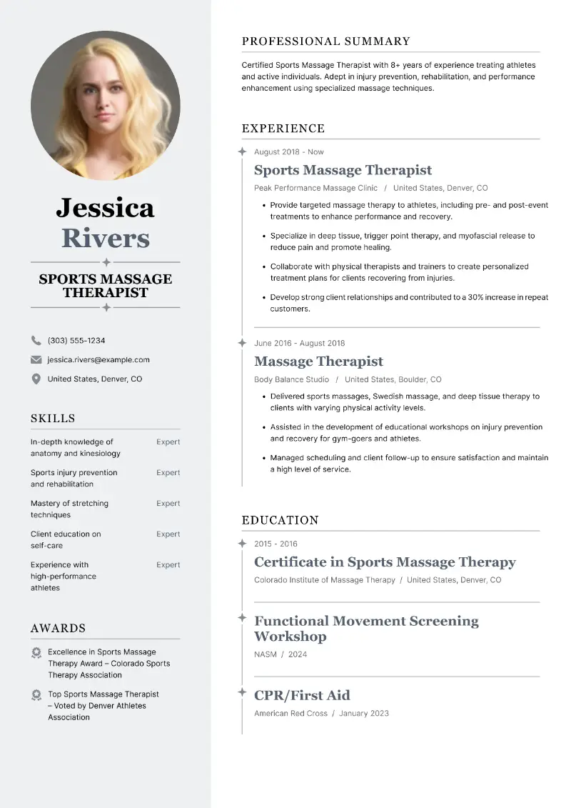 Massage Therapist Resume Examples and Templates for 2024