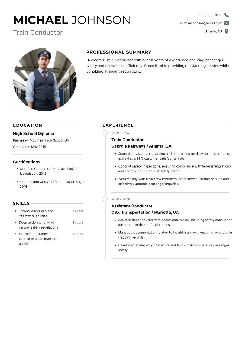 Train Conductor Resume