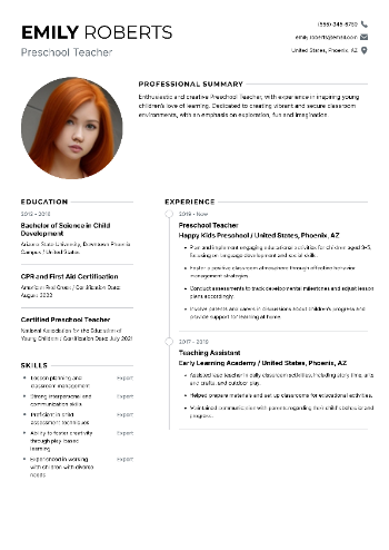 Preschool Teacher Resume Preschool Teacher Resume