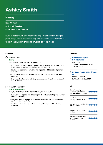 Nanny Resume