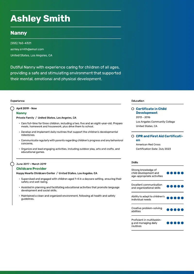 Nanny Resume