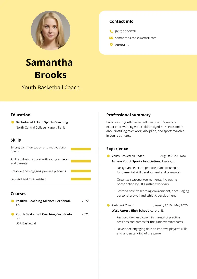 Youth Basketball Coach Resume Youth Basketball Coach Resume