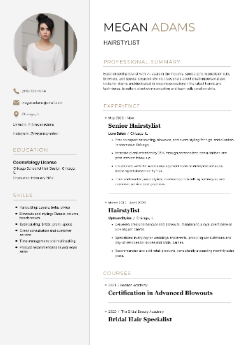 Hairstylist Resume Sample