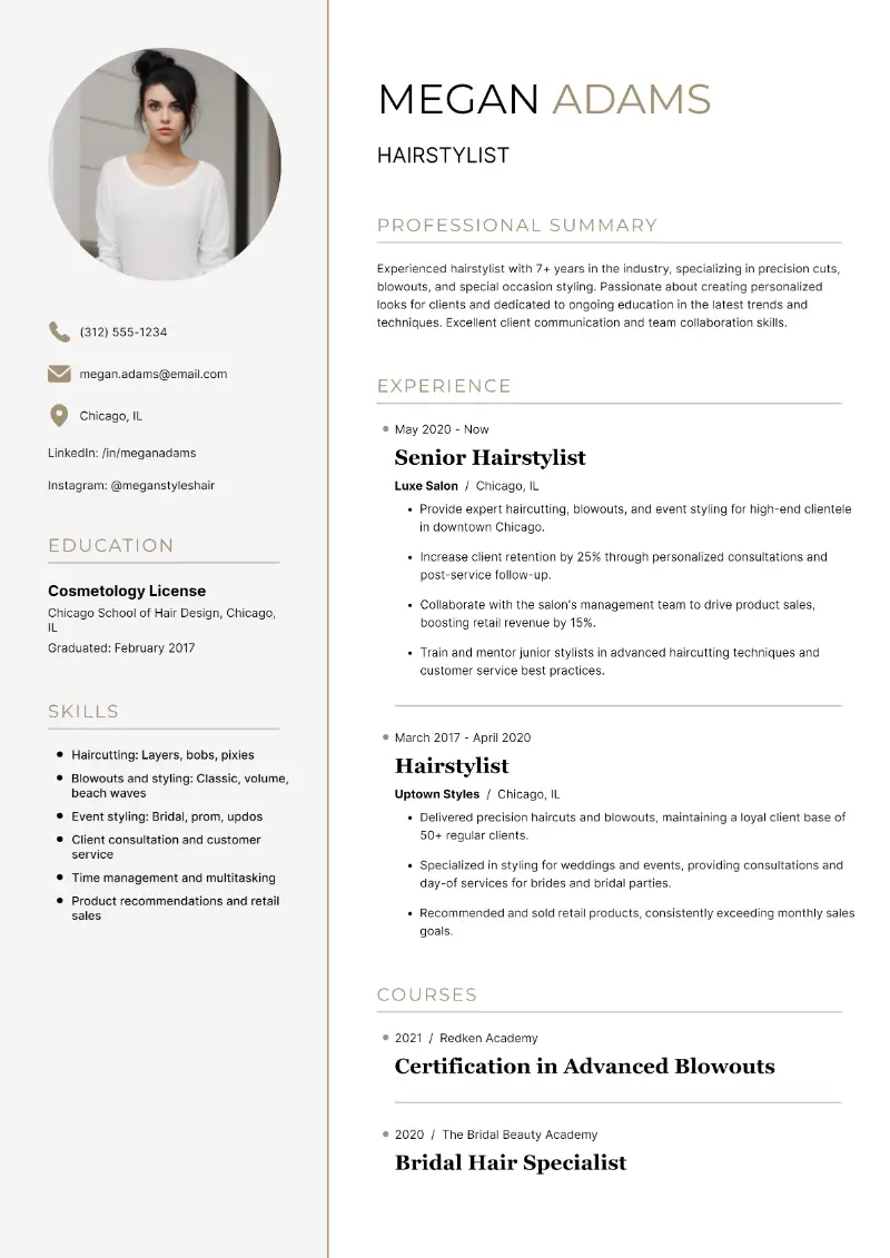 Perfect Hairstylist Resume: Tips and Examples for 2025