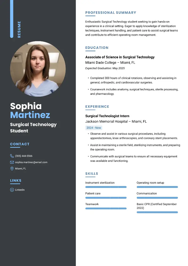 Surgical Technology Student Resume Surgical Technology Student Resume