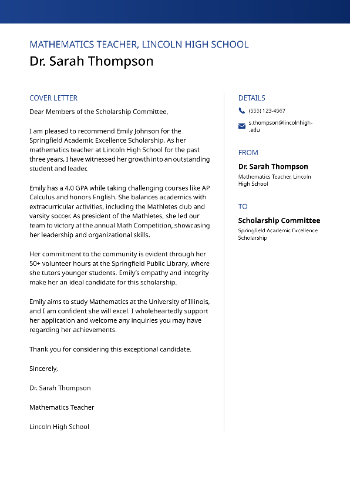 Mathematics Teacher, Lincoln High School Cover Letter Mathematics Teacher, Lincoln High School Cover Letter