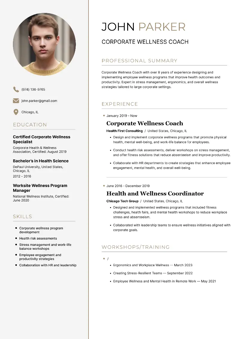 Corporate Wellness Coach  Resume Corporate Wellness Coach  Resume