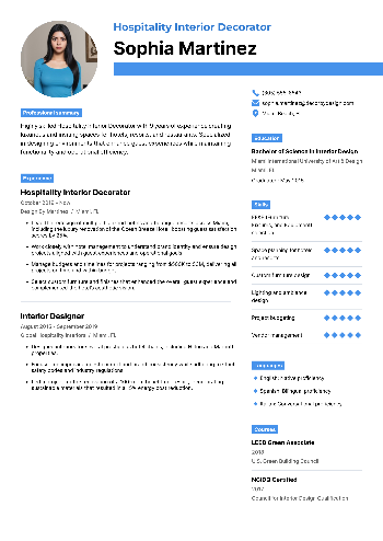 Hospitality Interior Decorator Resume Hospitality Interior Decorator Resume