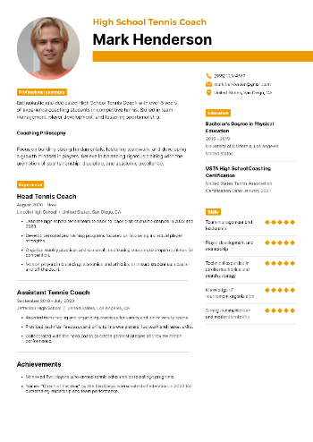 High School Tennis Coach CV