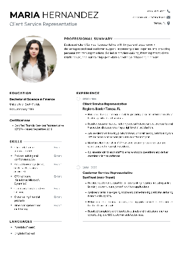 Client Service Representative Resume