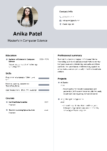 Master’s in Computer Science Resume Master’s in Computer Science Resume