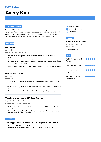 SAT Tutor Resume SAT Tutor Resume