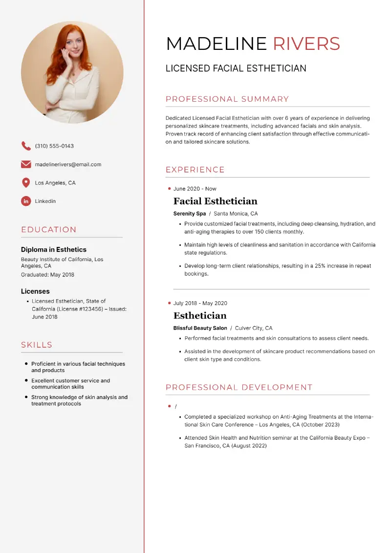 5 Esthetician Resume Examples and Writing Tips