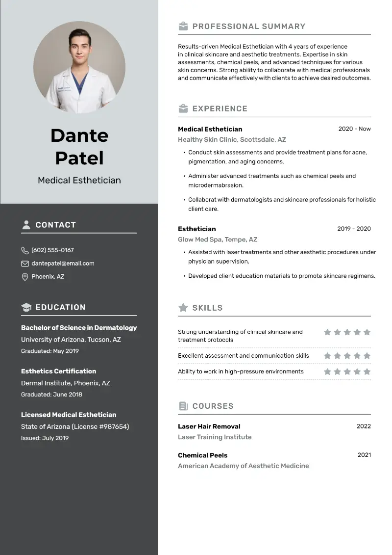 Medical Esthetician Resume Medical Esthetician Resume