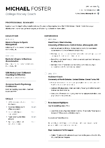 College Hockey Coach Resume College Hockey Coach Resume