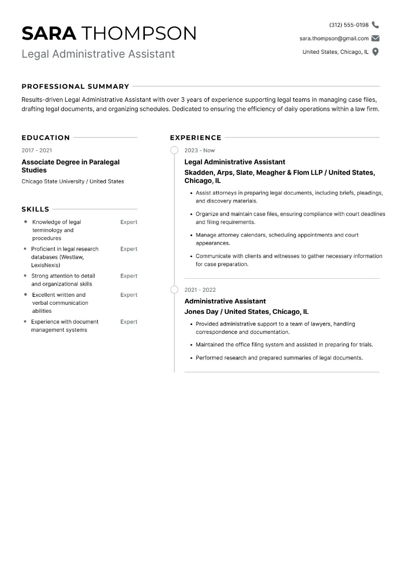 Legal Administrative Assistant  Resume Legal Administrative Assistant  Resume