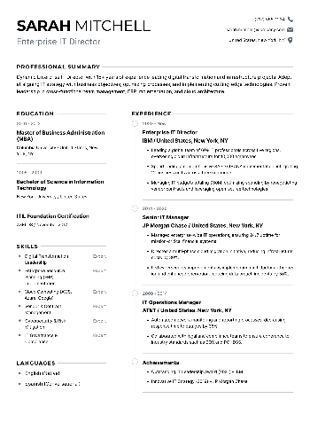 Enterprise IT Director Resume