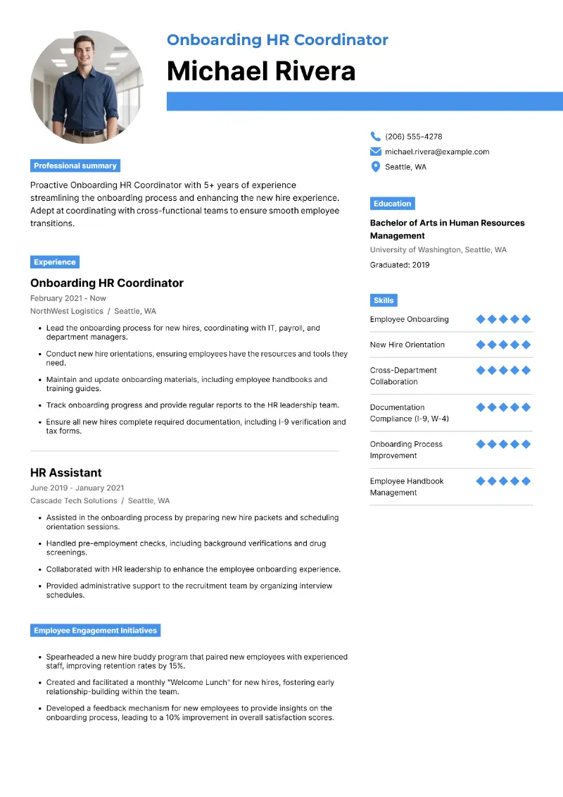 Onboarding HR Coordinator Resume