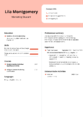 Marketing Student Resume Marketing Student Resume