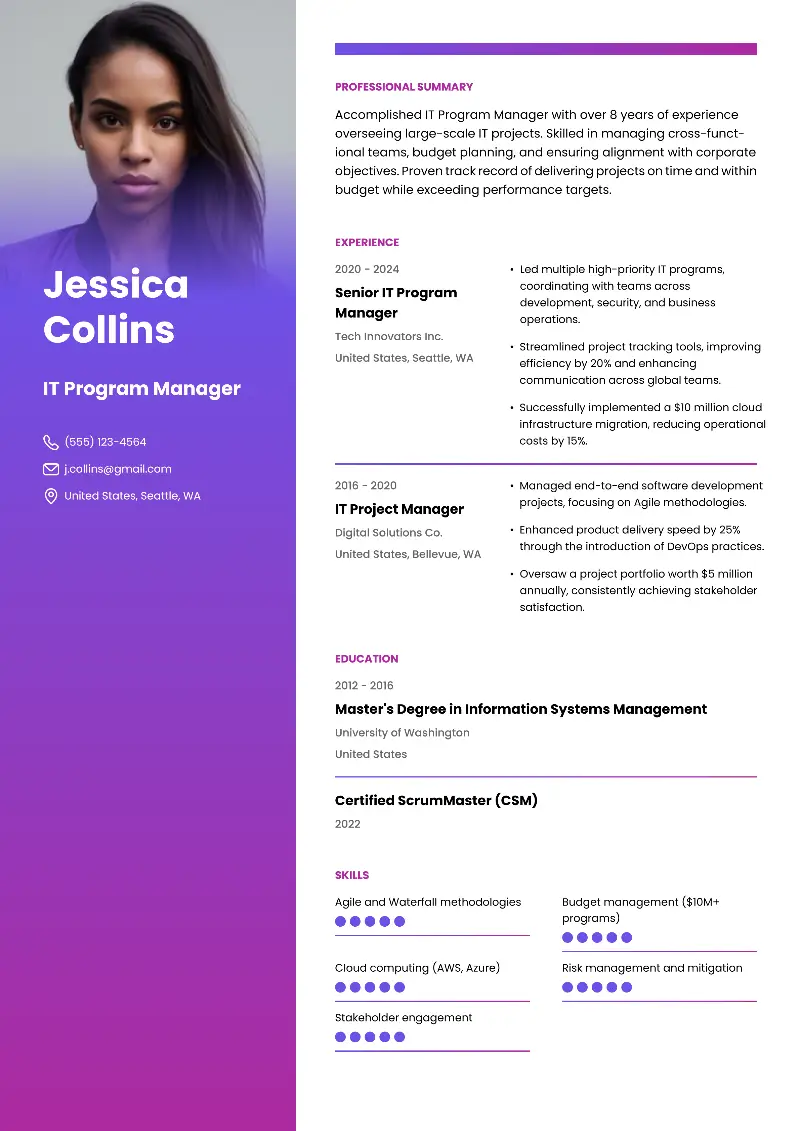 IT Program Manager Resume IT Program Manager Resume
