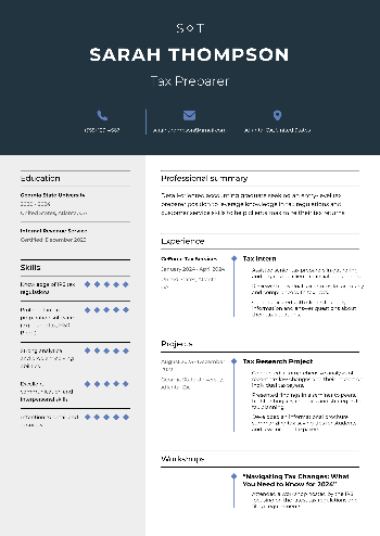Tax Preparer CV Example