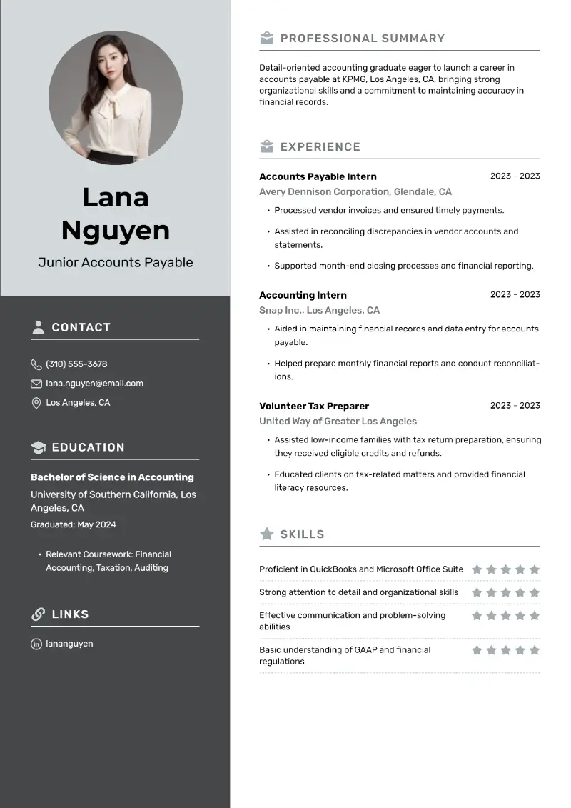 Junior Accounts Payable Resume Junior Accounts Payable Resume