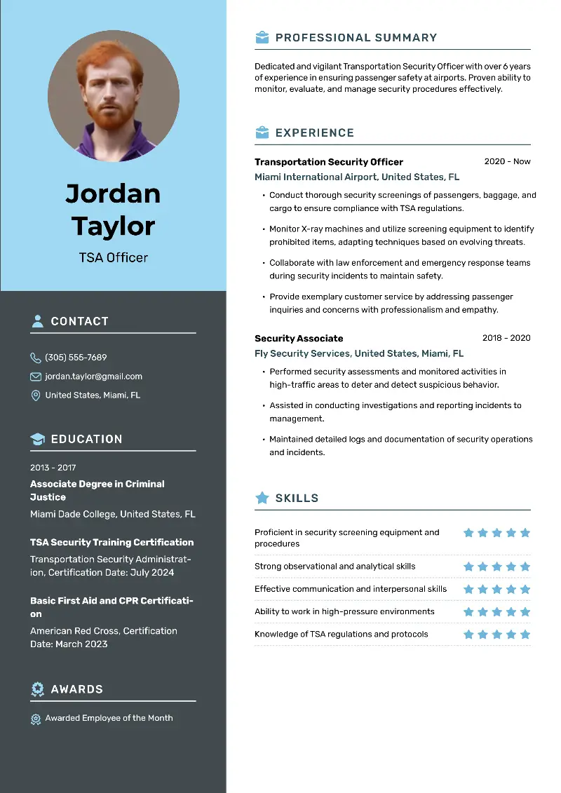 Best TSA Resume Examples and Templates for 2025