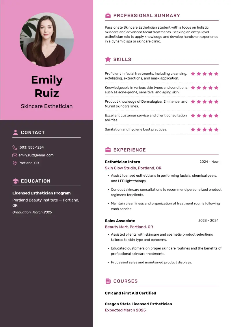 Student Esthetician Resume: Examples, Tips, and Skills