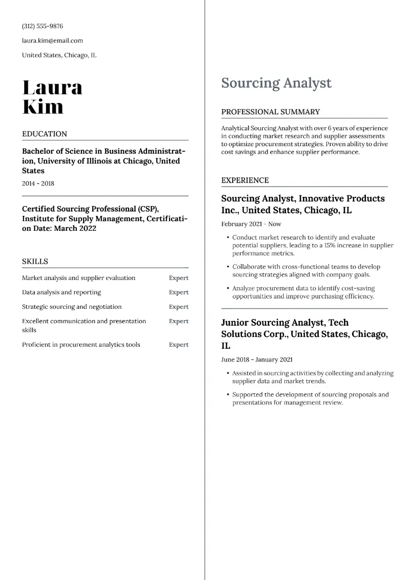 Sourcing Analyst Resume Sourcing Analyst Resume