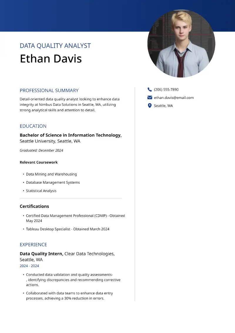 Data Quality Analyst Resume