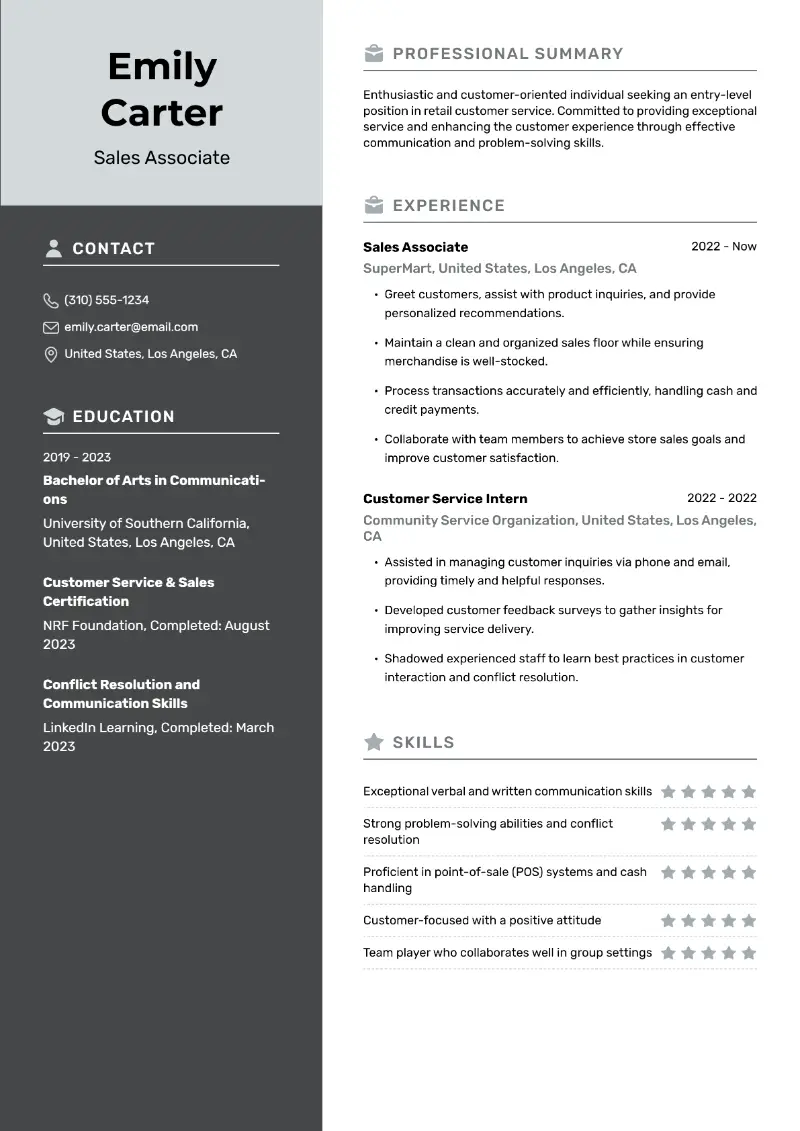 Entry-Level Customer Service Resume Examples and Guide 