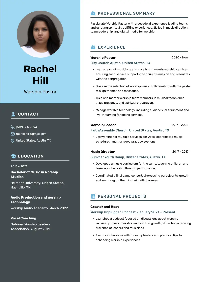 Worship Pastor Resume Worship Pastor Resume