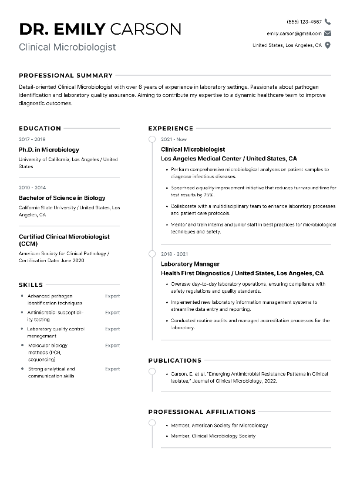Clinical Microbiologist CV Sample