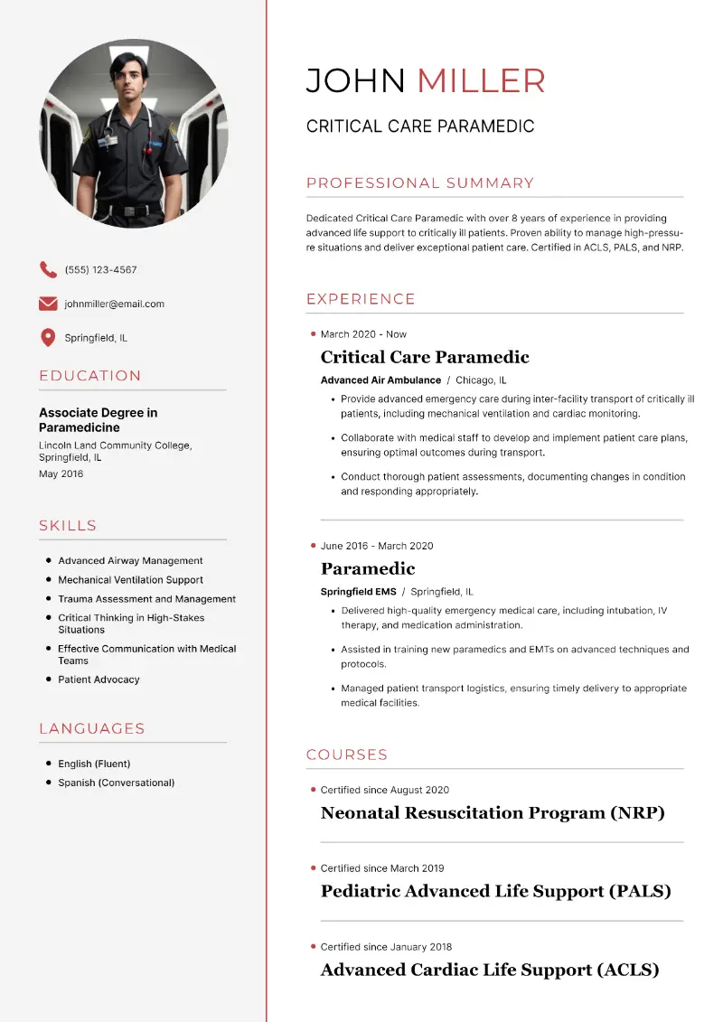 4 Paramedic Resume Examples and Writing Tips