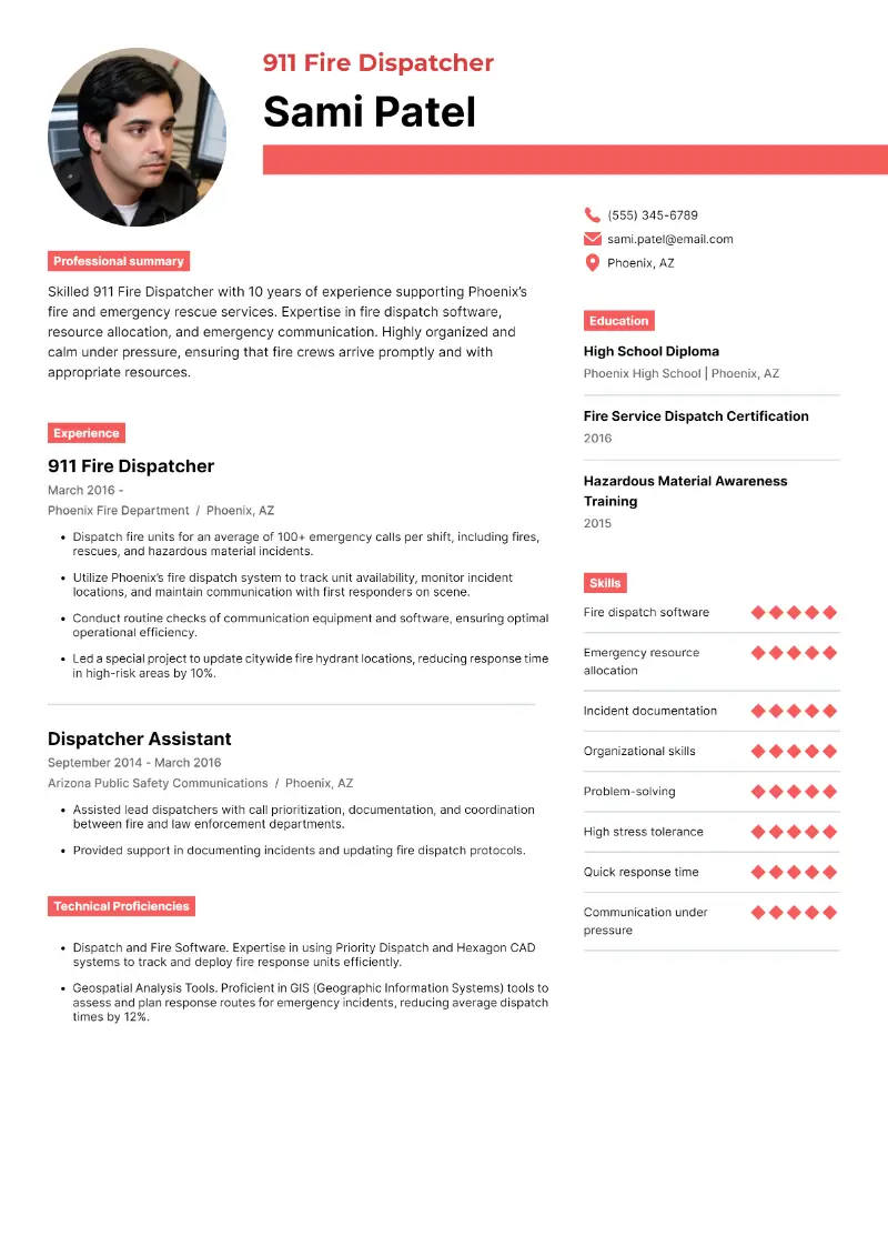 911 Fire Dispatcher Resume 911 Fire Dispatcher Resume