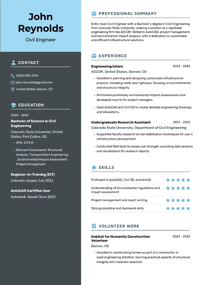 Entry-Level Engineering Resume Examples for 2025