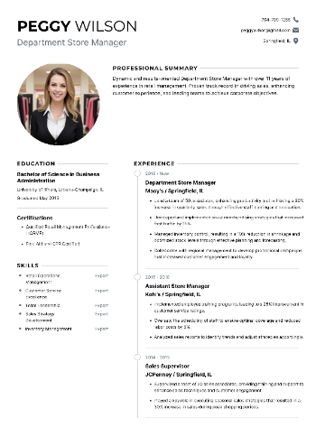 Department Store Manager Resume Department Store Manager Resume