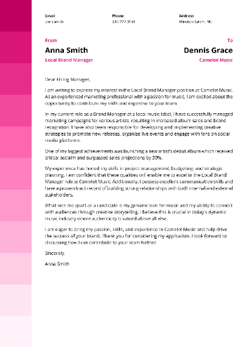 Local Brand Manager Cover Letter Sample Local Brand Manager Cover Letter Sample