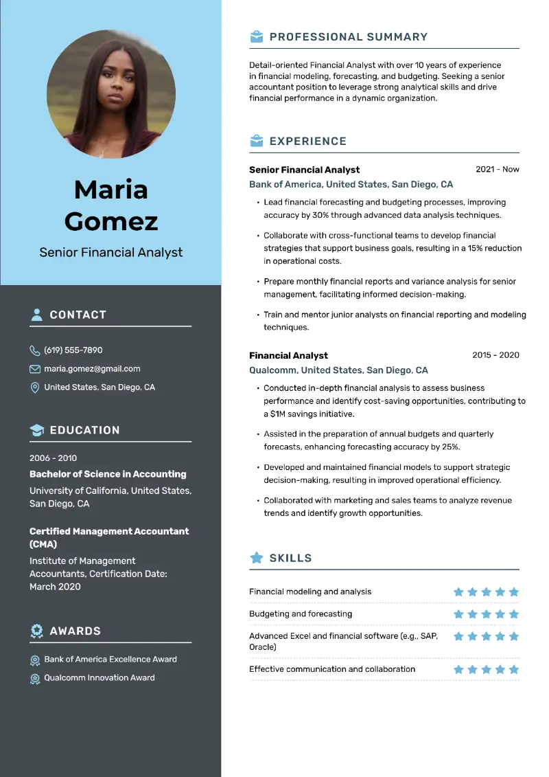 4 Senior Accountant Resume Examples for 2025 (+Guidance)