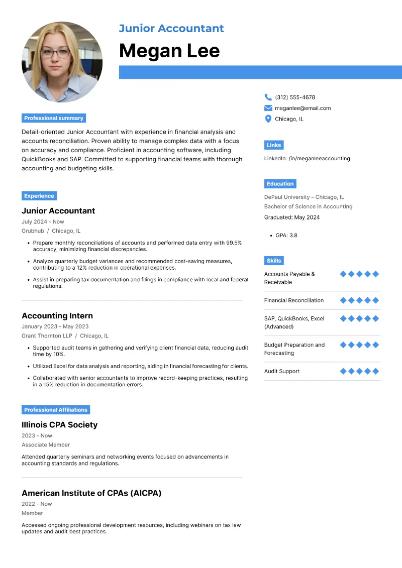 Junior Accountant Resume Junior Accountant Resume