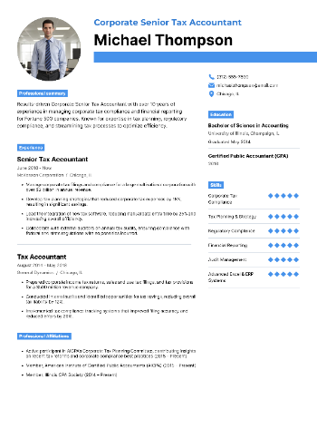 Corporate Senior Tax Accountant Resume Corporate Senior Tax Accountant Resume