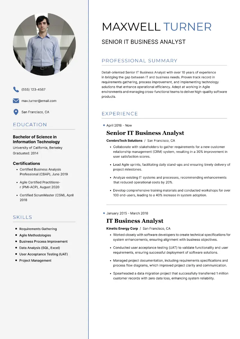 Senior Business Analyst Resume Examples and Key Elements