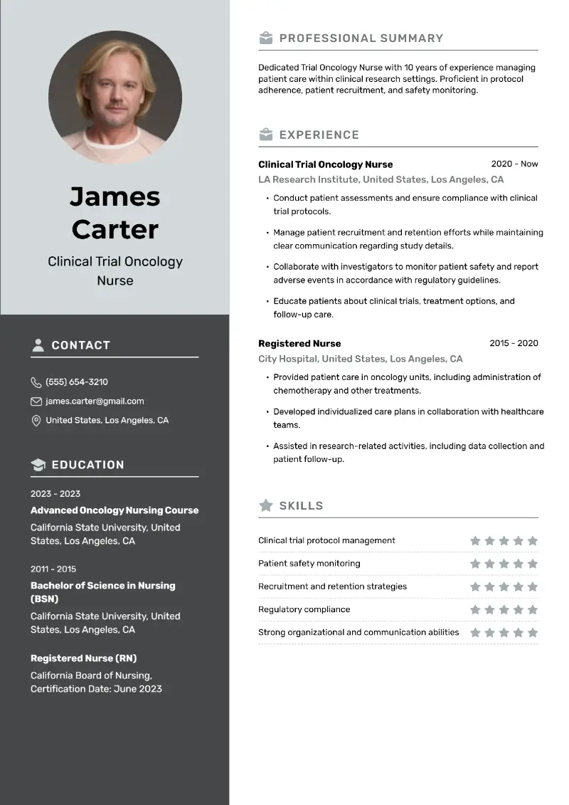 Oncology Nurse Resume Examples & Templates for 2025