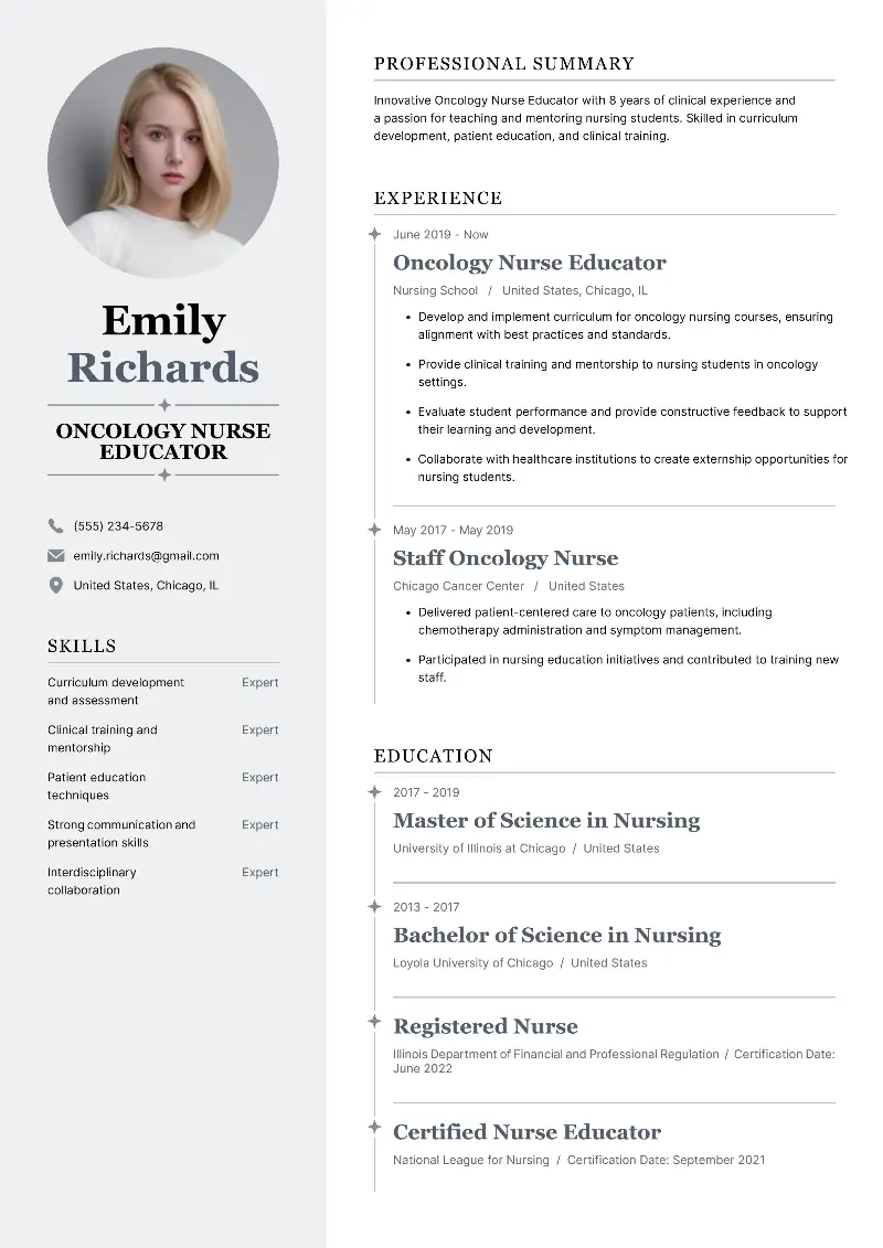 Oncology Nurse Educator Resume Oncology Nurse Educator Resume