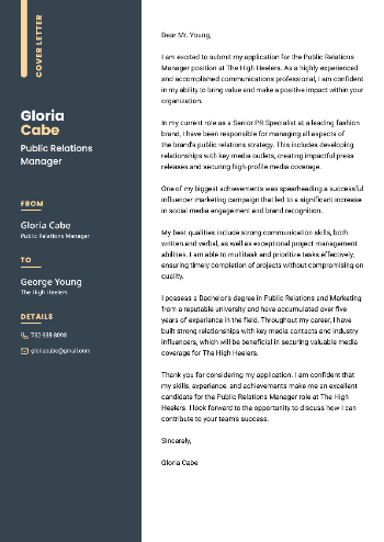 Public Relations Manager Cover Letter Sample Public Relations Manager Cover Letter Sample
