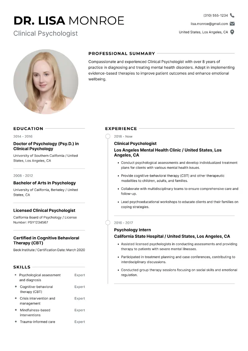 Best Mental Health Specialist Resume Examples