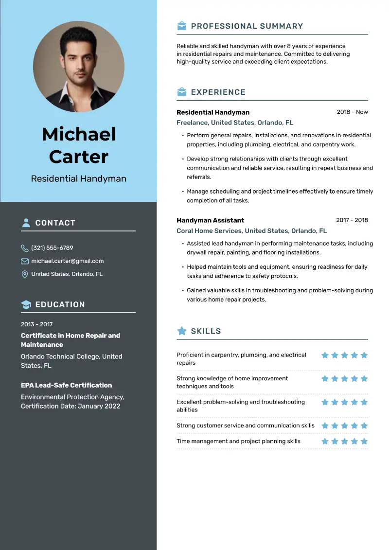 Handyman Resume Examples & Guide for 2025