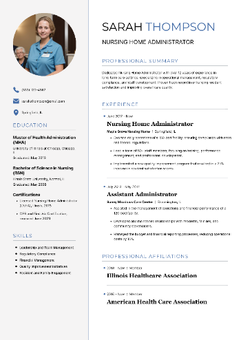 Nursing Home Administrator Resume Nursing Home Administrator Resume
