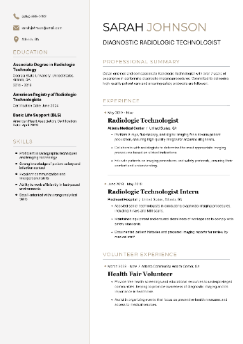 Diagnostic Radiologic Technologist Resume Diagnostic Radiologic Technologist Resume